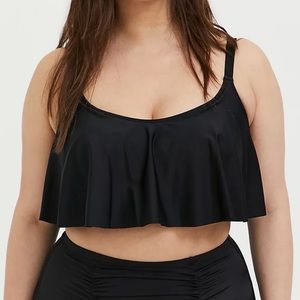Torrid flounce black bikini top size 2